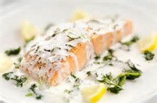 Poached Salmon with Fresh Morel Mushrooms, Tarragon, and Cream