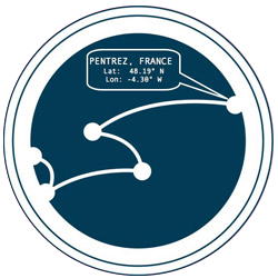 Cartograph logo with the latitude and longitude for Pentrez France