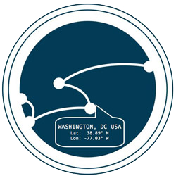 Cartograph logo with the latitude and longitude for Washing DC