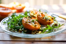 Arugula Salad With Grilled Apricots and Pistachios