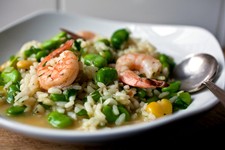 Fresh Fava Bean and Shrimp Risotto