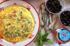 Greens Frittata with Mozzarella and Prosciutto