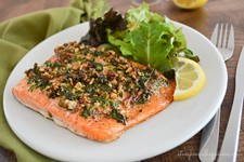 Pecan-Crusted Salmon with Sorrel Sauce