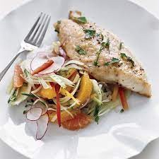 Grilled salmon with sweet onions and red bell pepper