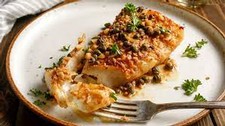 Seared Halibut with Anchovies, Capers, and Garlic