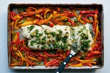 Sheet-Pan Roasted Fish With Sweet Peppers