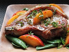 Pork Chops with Fresh Peaches and Basil