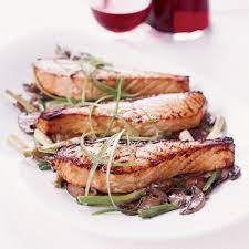 Salmon with a Mushroom Sauce