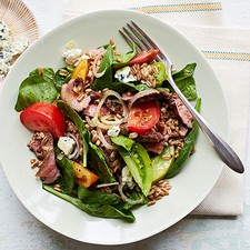 Grilled Sirloin With Farro Tomato Salad