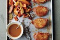 Cider-Dijon Pork Chops with Roasted Sweet Potatoes and Apples