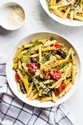 Pasta with Roasted Vegetables, Tomatoes, and Basil