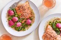 Roasted Salmon with Peas and Radishes