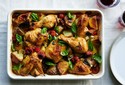Baked Chicken with Potatoes, Cherry Tomatoes and Herbs